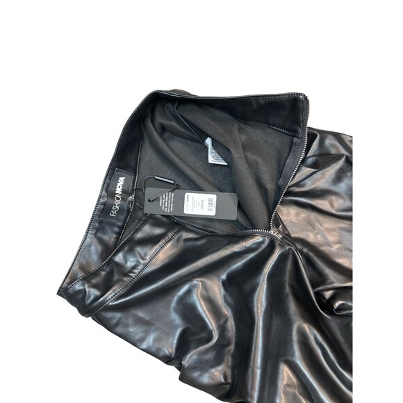 Fashion Nova‎ Make it Hot Stacked Leather Pants in Black XS NWT - Picture 6 of 7